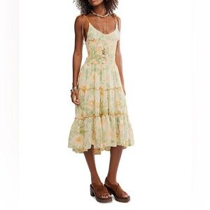Free People Adriel Tie Strap Tiered Midi Dress